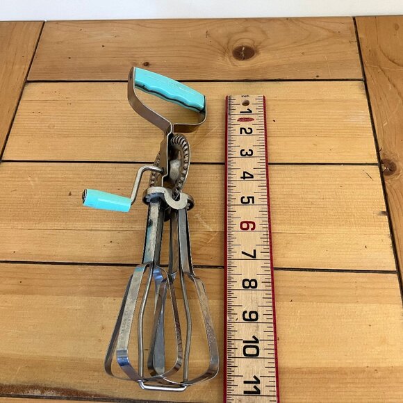 Tasco Manual Egg Beater Vintage Stainless Steel Hand Crank Whisk Green Handle - Picture 6 of 7